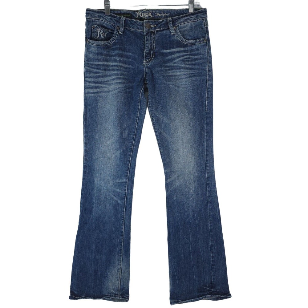 Wrangler Rock 47 Ultra Low Rise Embellished Flare Jeans Size 5x36 WHX65MG